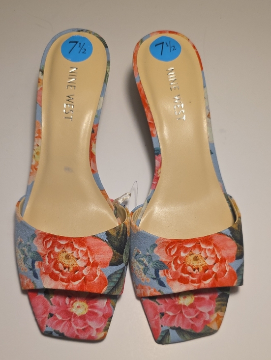 Nine West Shoes - Nine West Floral Mules Slide On Shoes Multicolor Kitten Heel Women 7.5
